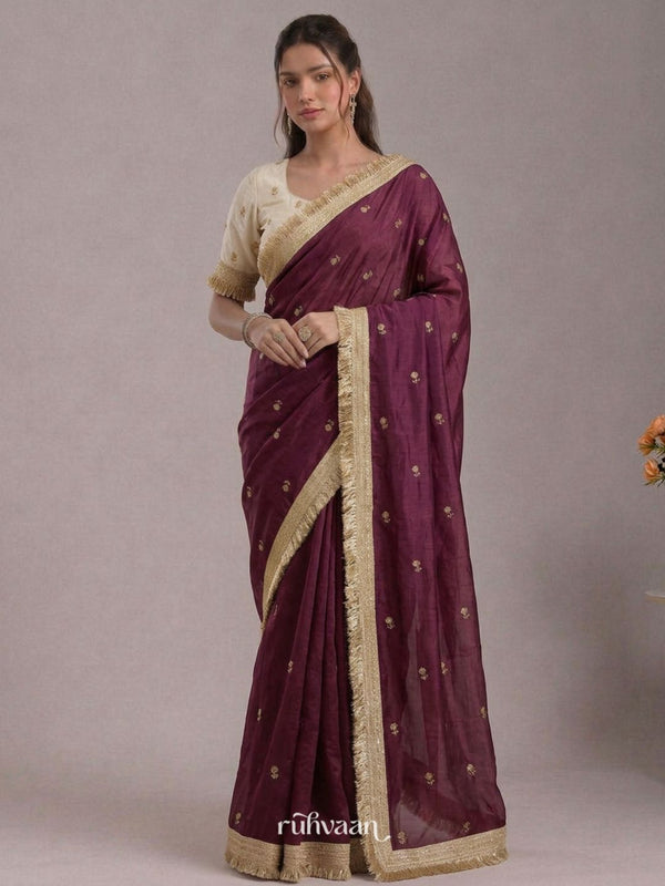Wine Ember Saree