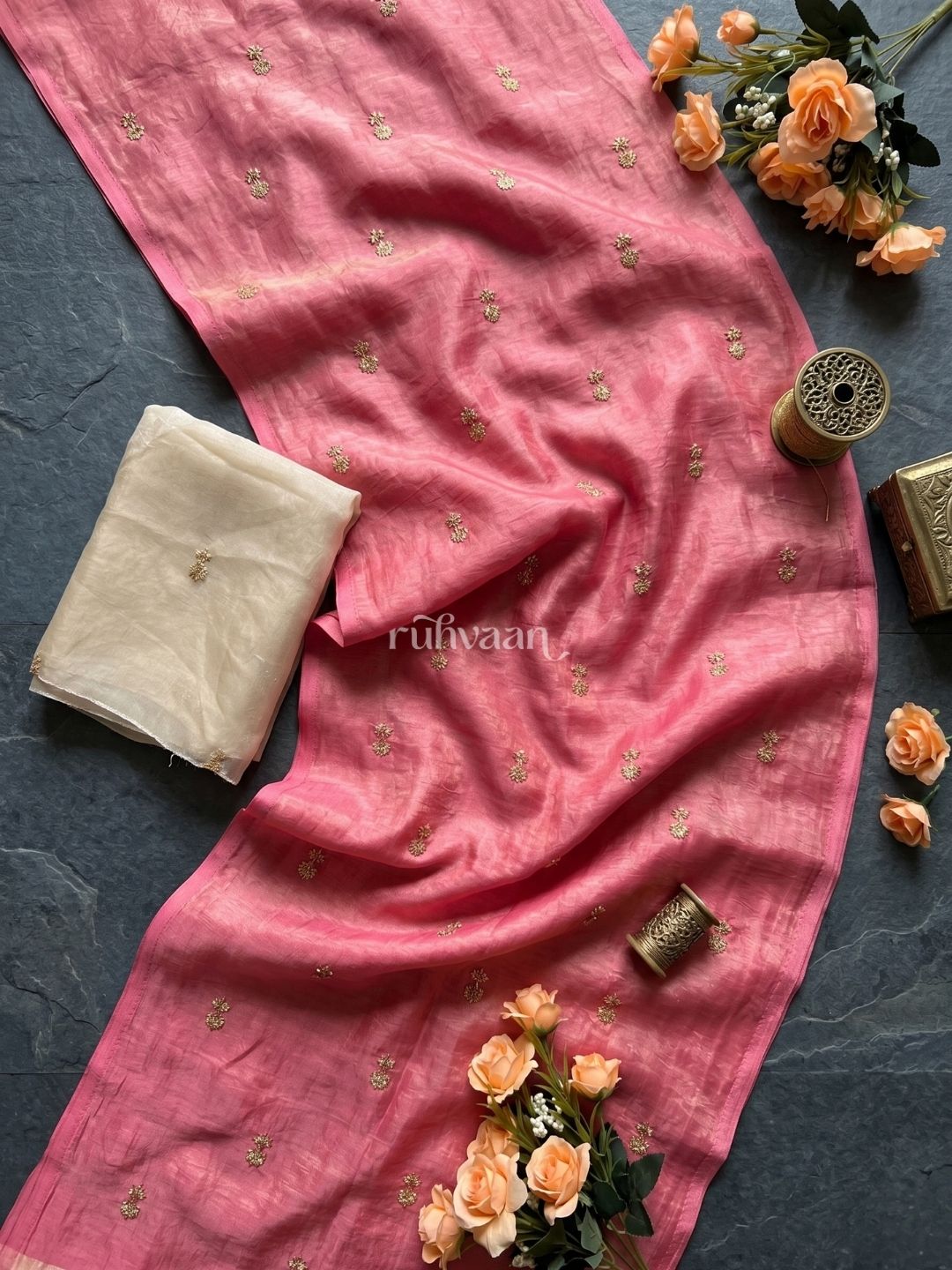 Rose Petal Reverie Saree