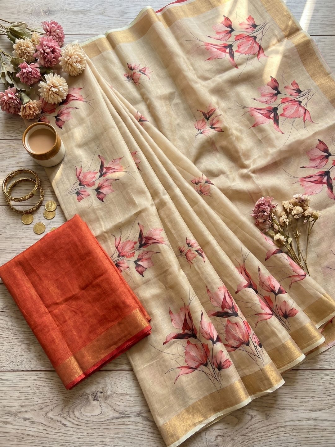 Golden Petal Reverie Saree