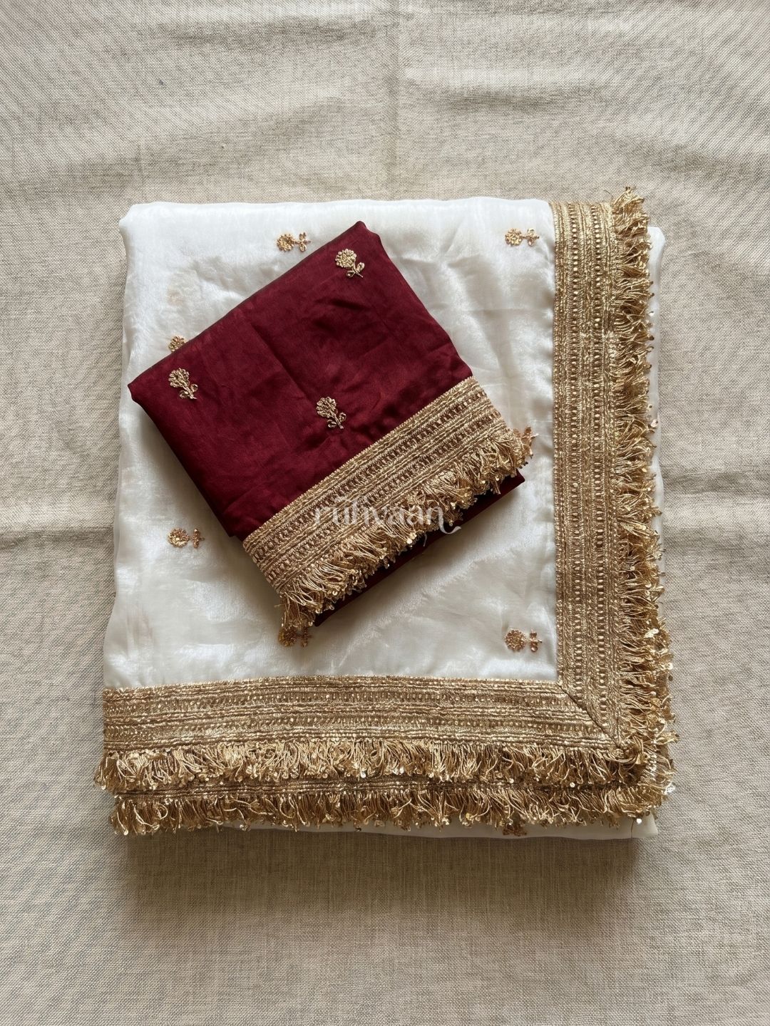 White Ember Saree