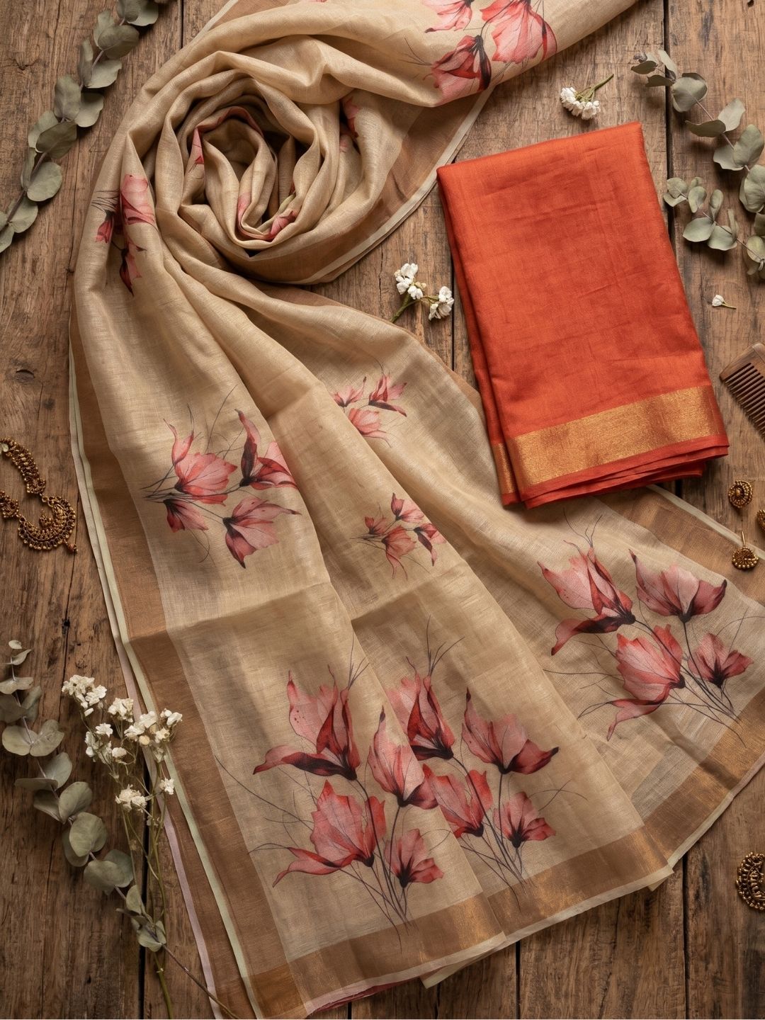 Golden Petal Reverie Saree