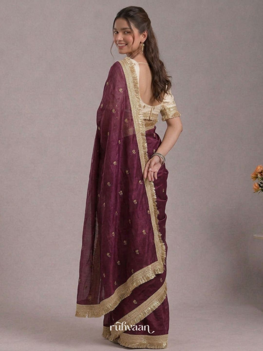 Wine Ember Saree