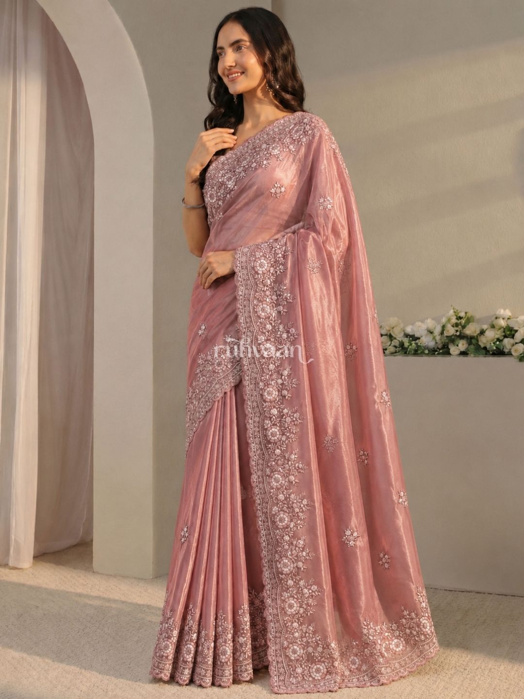 Rosegarden at Dusk Saree