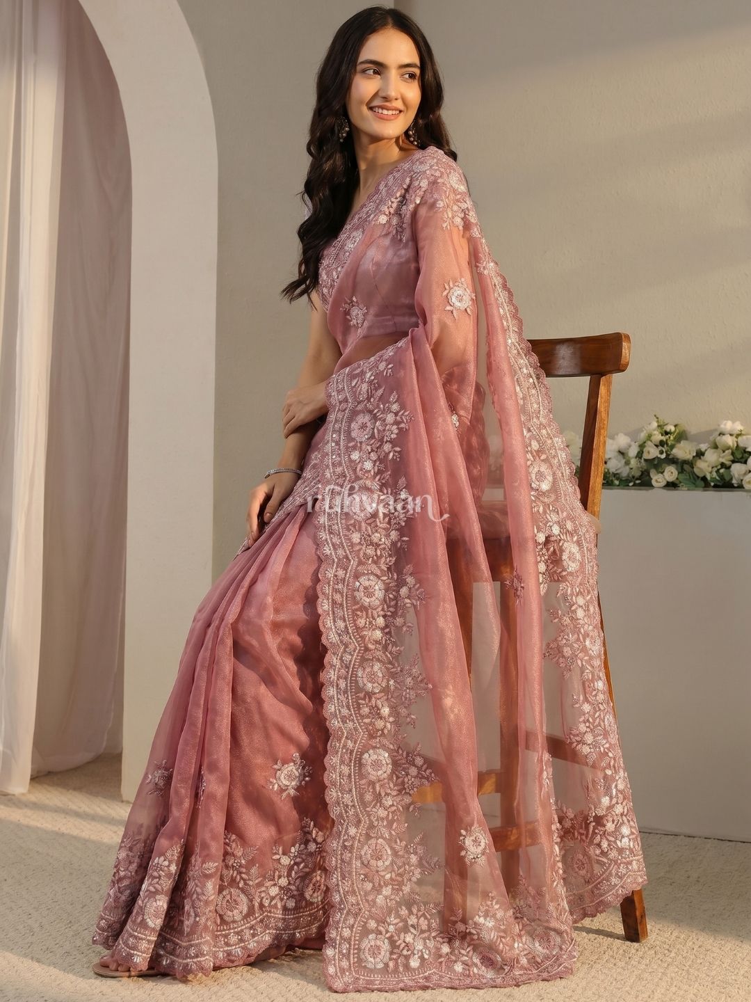 Rosegarden at Dusk Saree