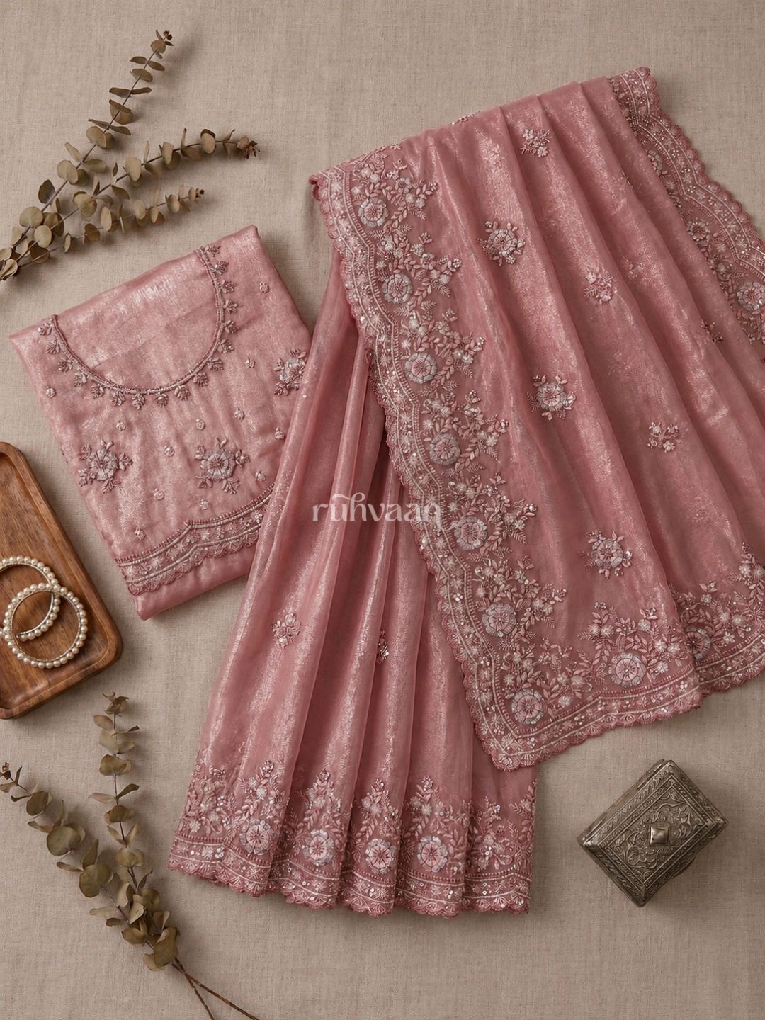 Rosegarden at Dusk Saree