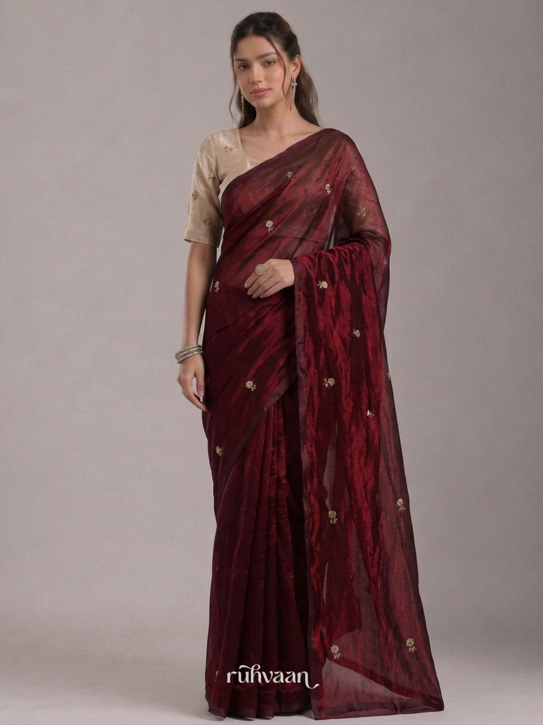 Ember and Wine Saree