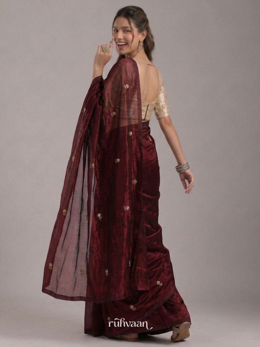 Ember and Wine Saree