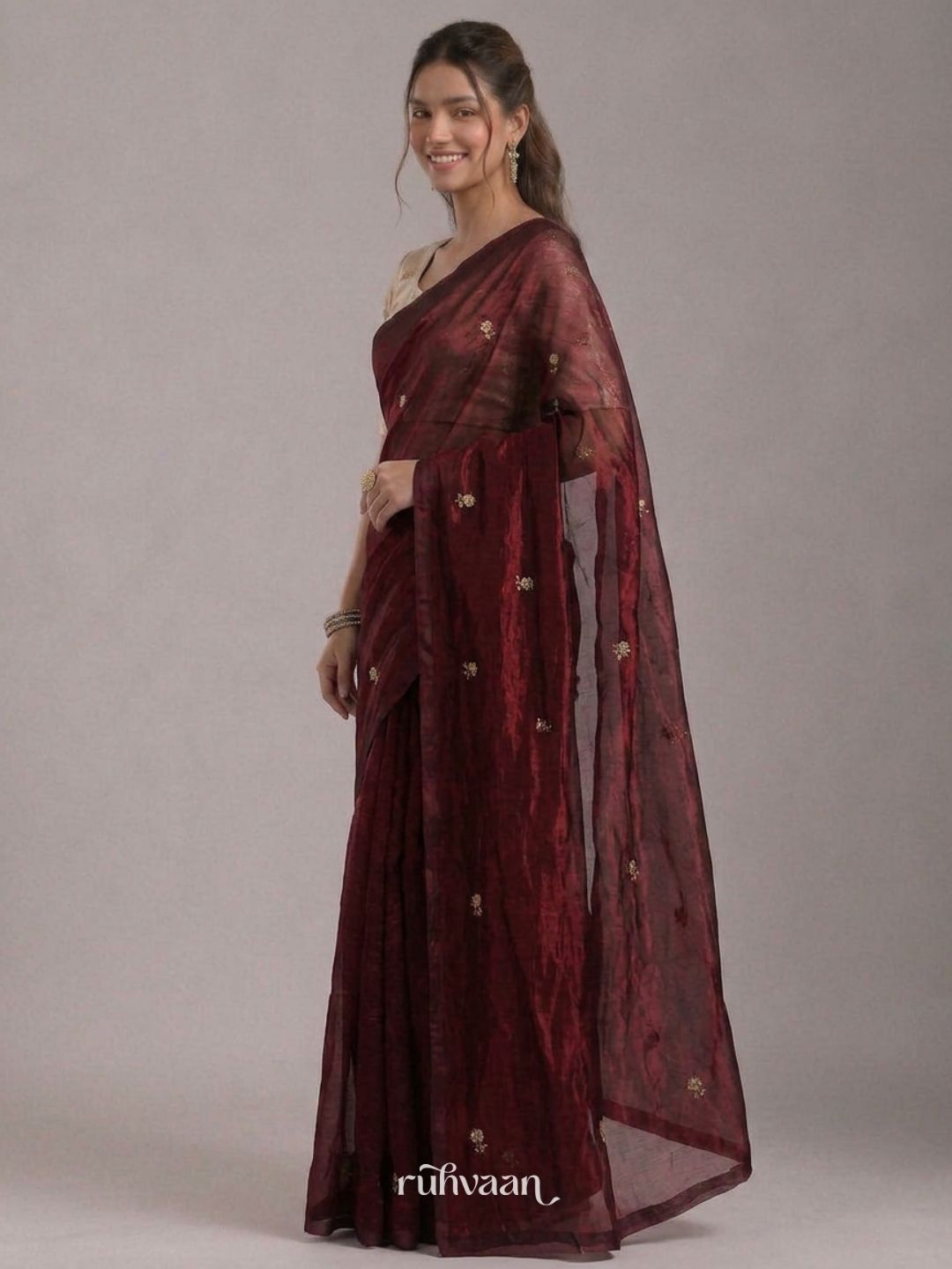 Ember and Wine Saree