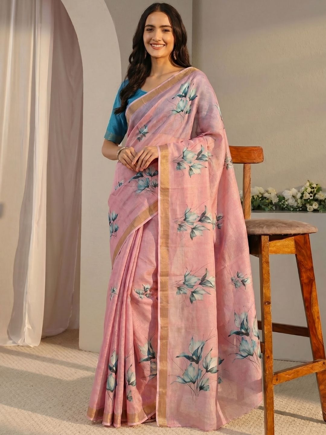 Rose Mist Bloom Saree