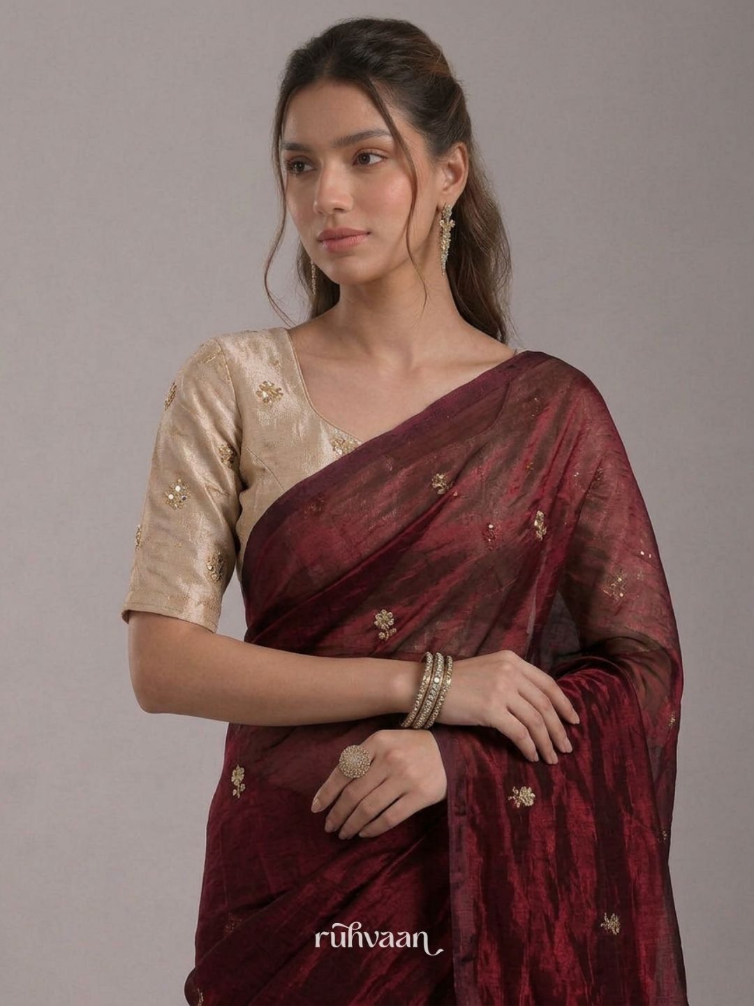 Ember and Wine Saree