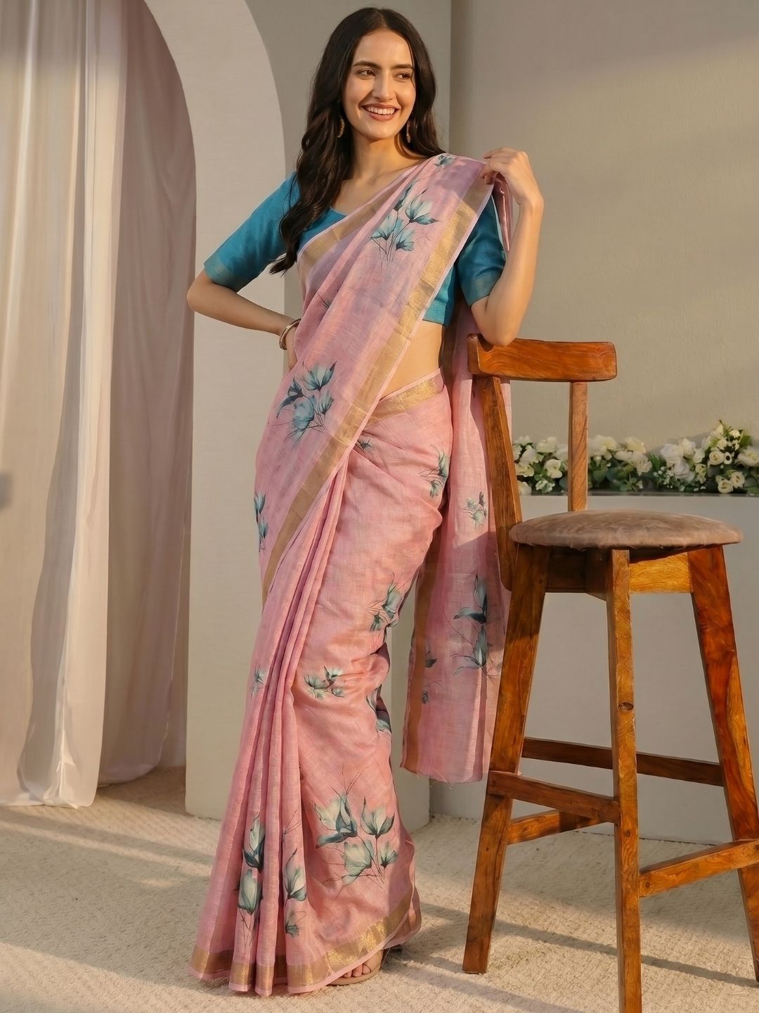 Rose Mist Bloom Saree