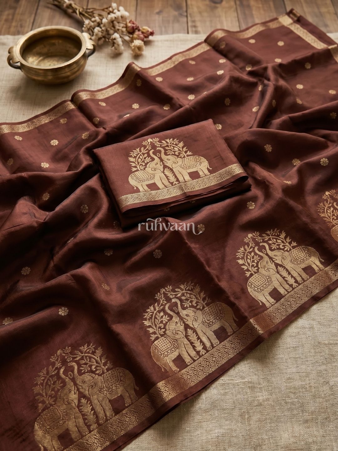 Rustum Brown Durbar Saree
