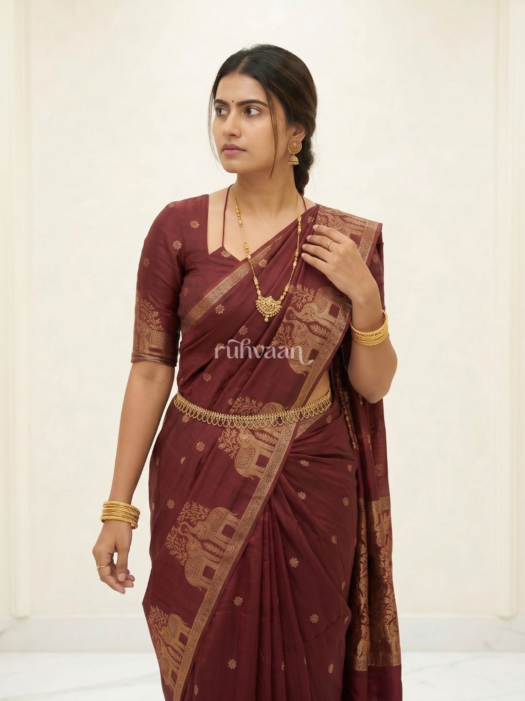 Rustum Brown Durbar Saree