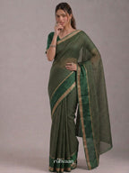 Emerald Grid Saree