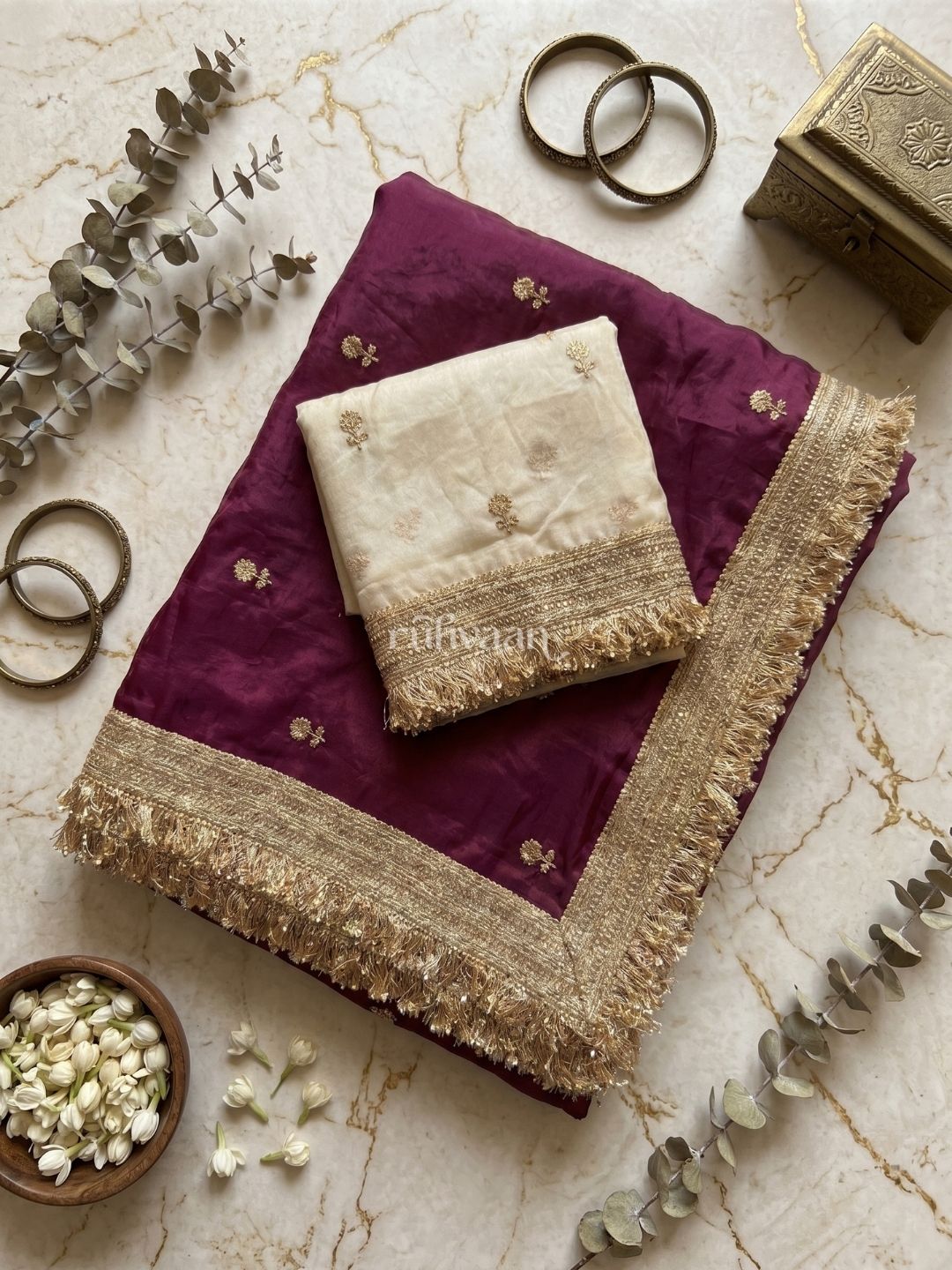 Wine Ember Saree