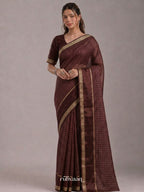 Chocolate Grid Saree