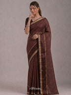 Chocolate Grid Saree