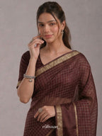 Chocolate Grid Saree