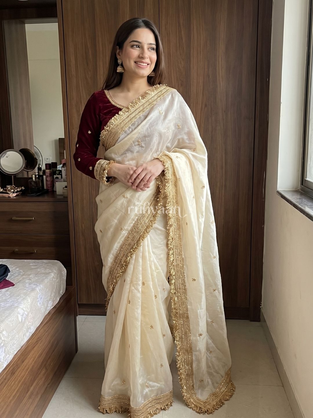 Ivory Ember Saree