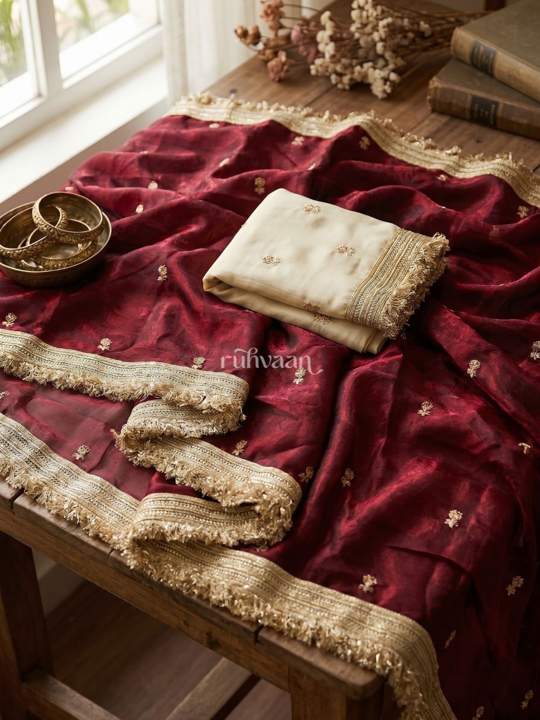Crimson Ember Saree