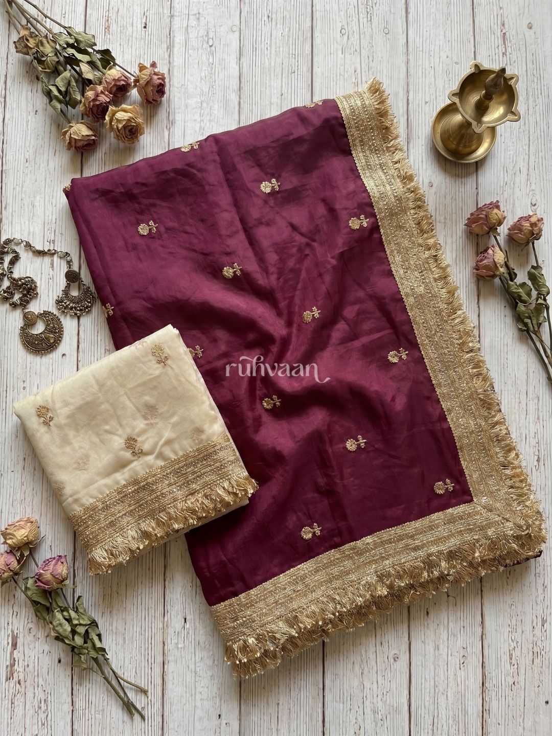 Wine Ember Saree