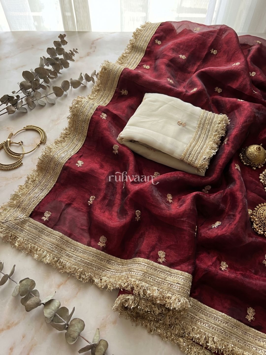 Crimson Ember Saree