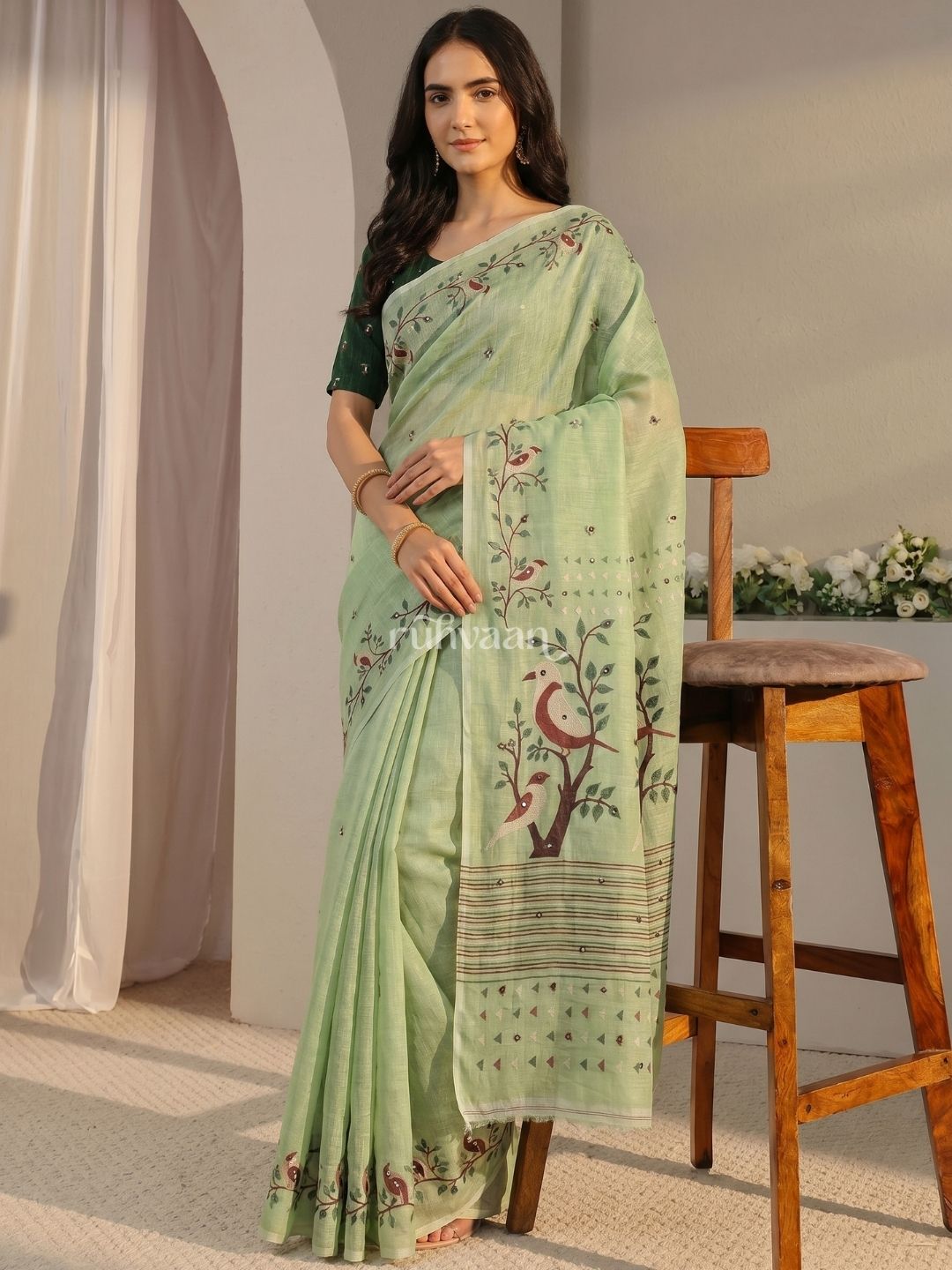 Mint Songbird Saree