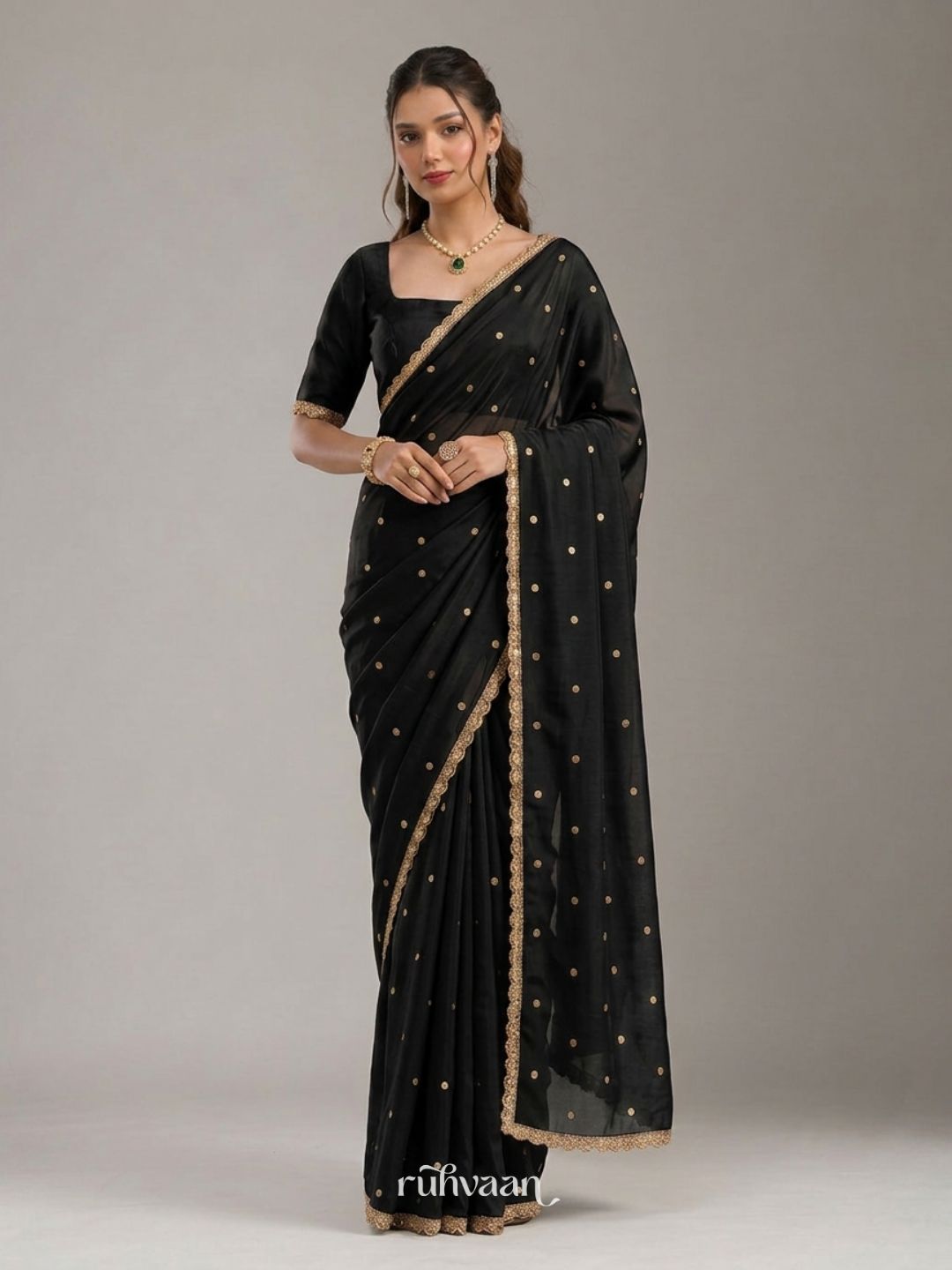 Midnight Bloom Saree