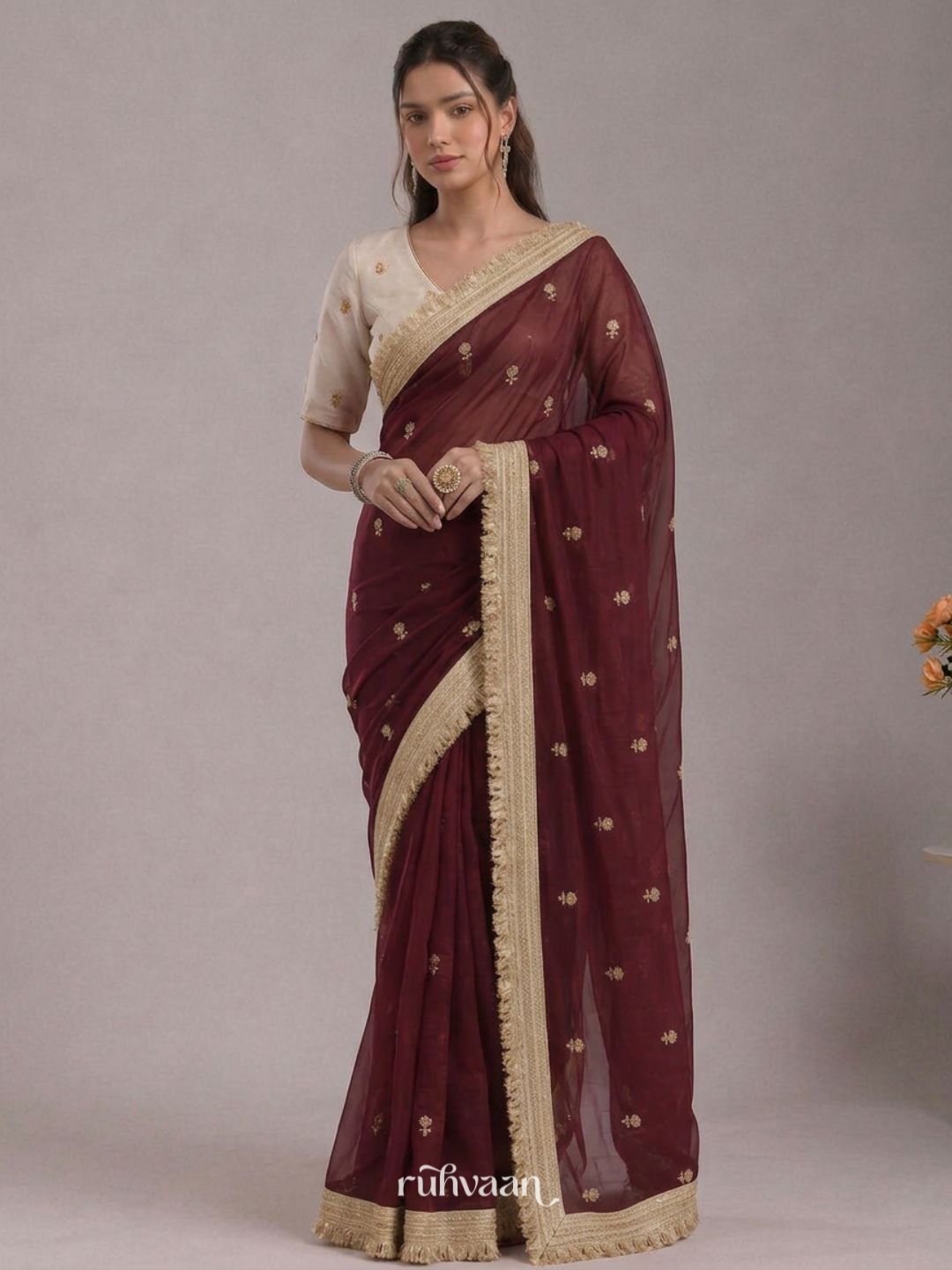 Crimson Ember Saree