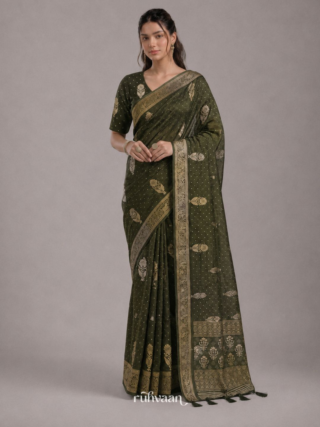 Olive Forest Whisper Saree