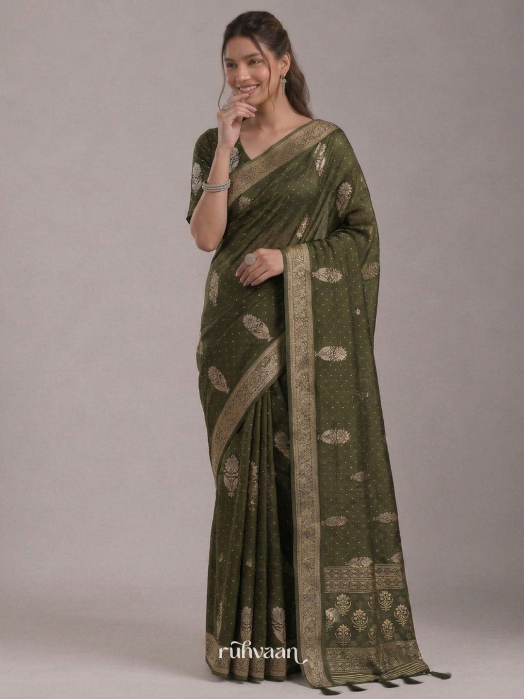 Olive Forest Whisper Saree