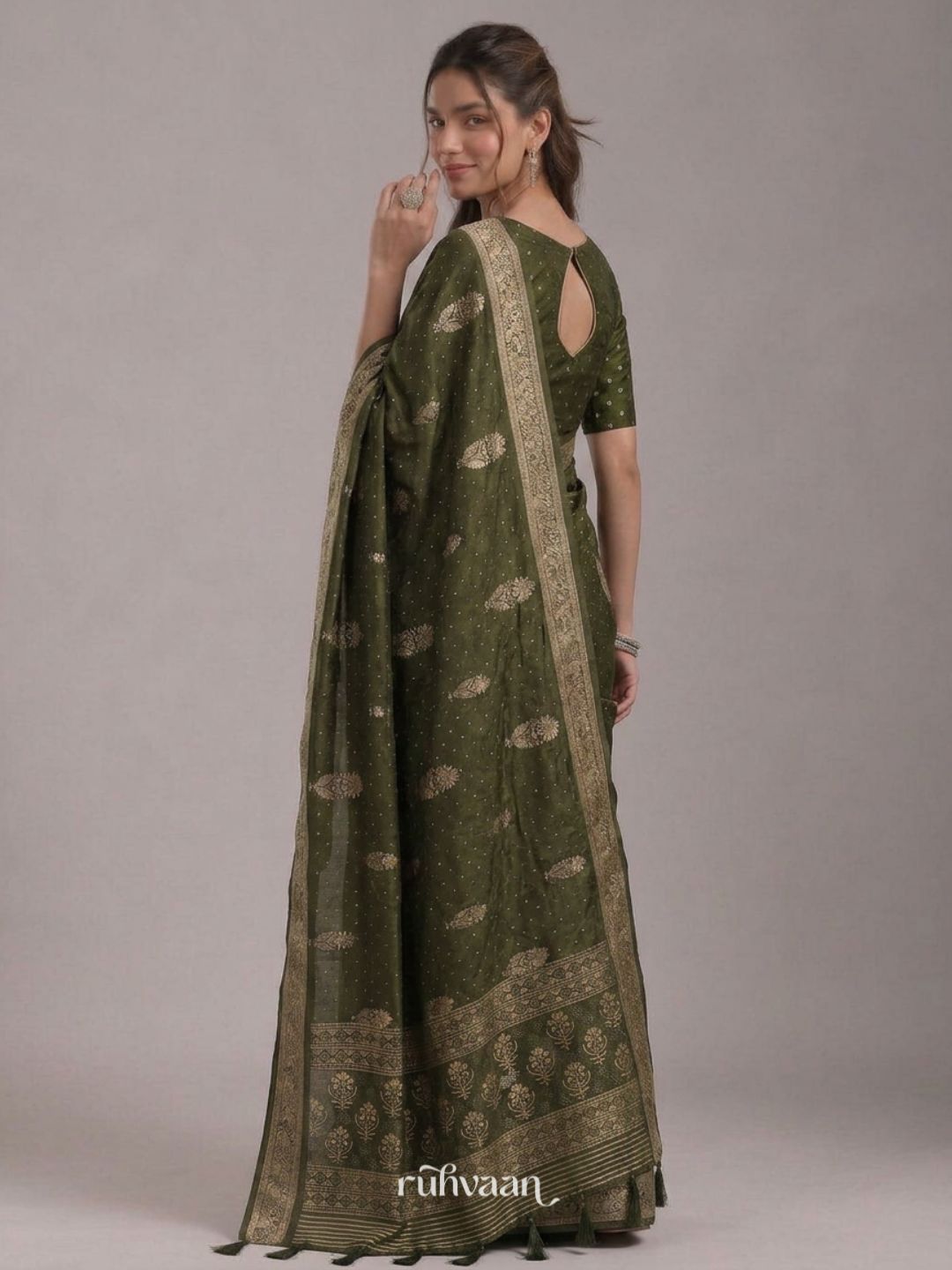 Olive Forest Whisper Saree