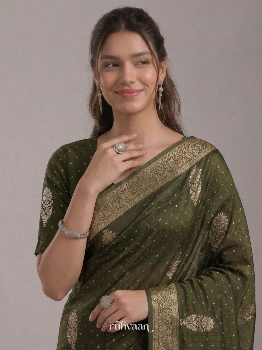Olive Forest Whisper Saree