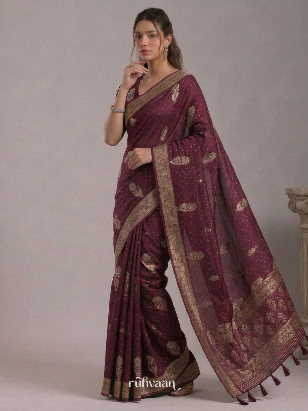 Plum Forest Whisper Saree