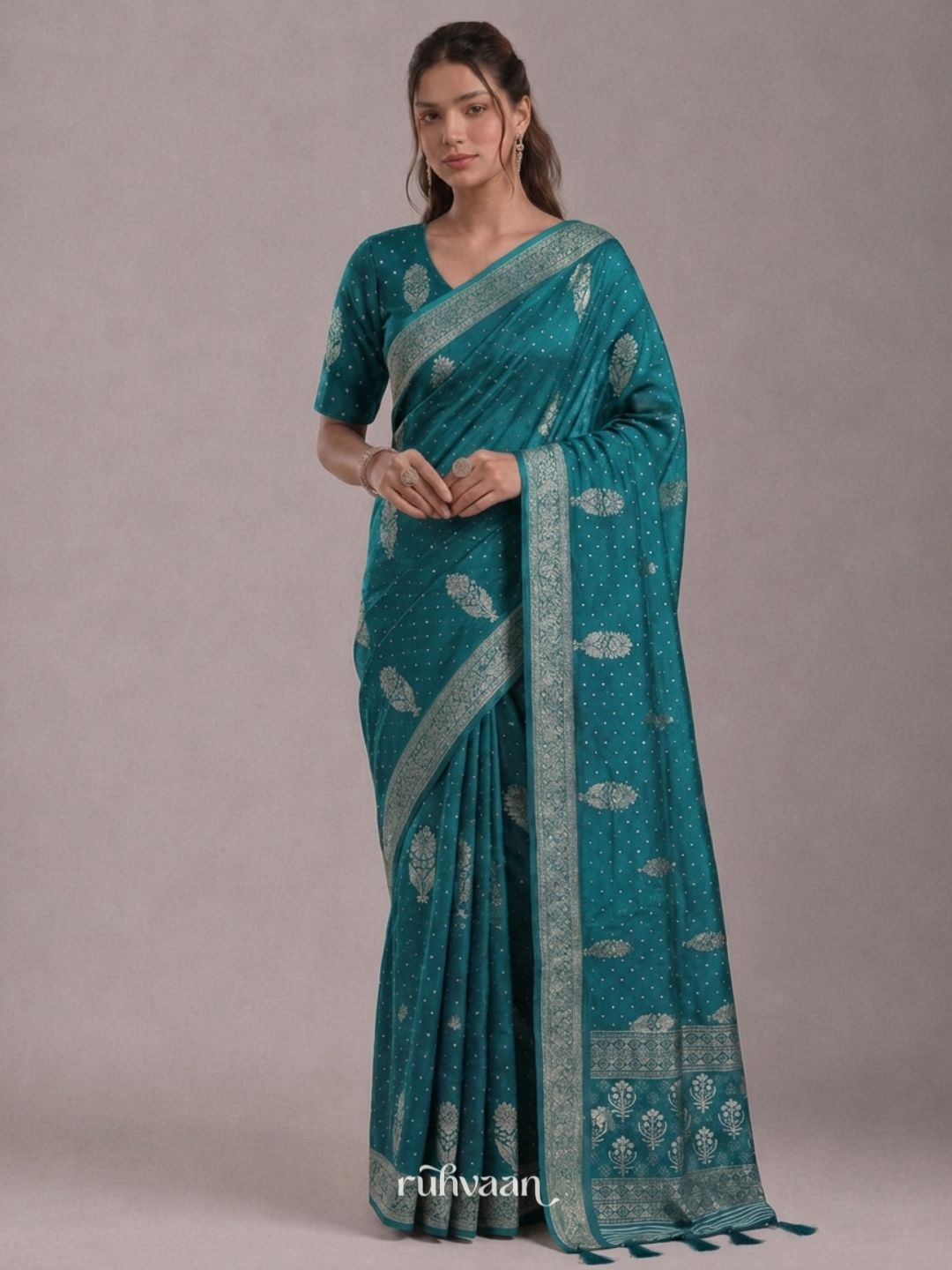 Teal Forest Whisper Saree