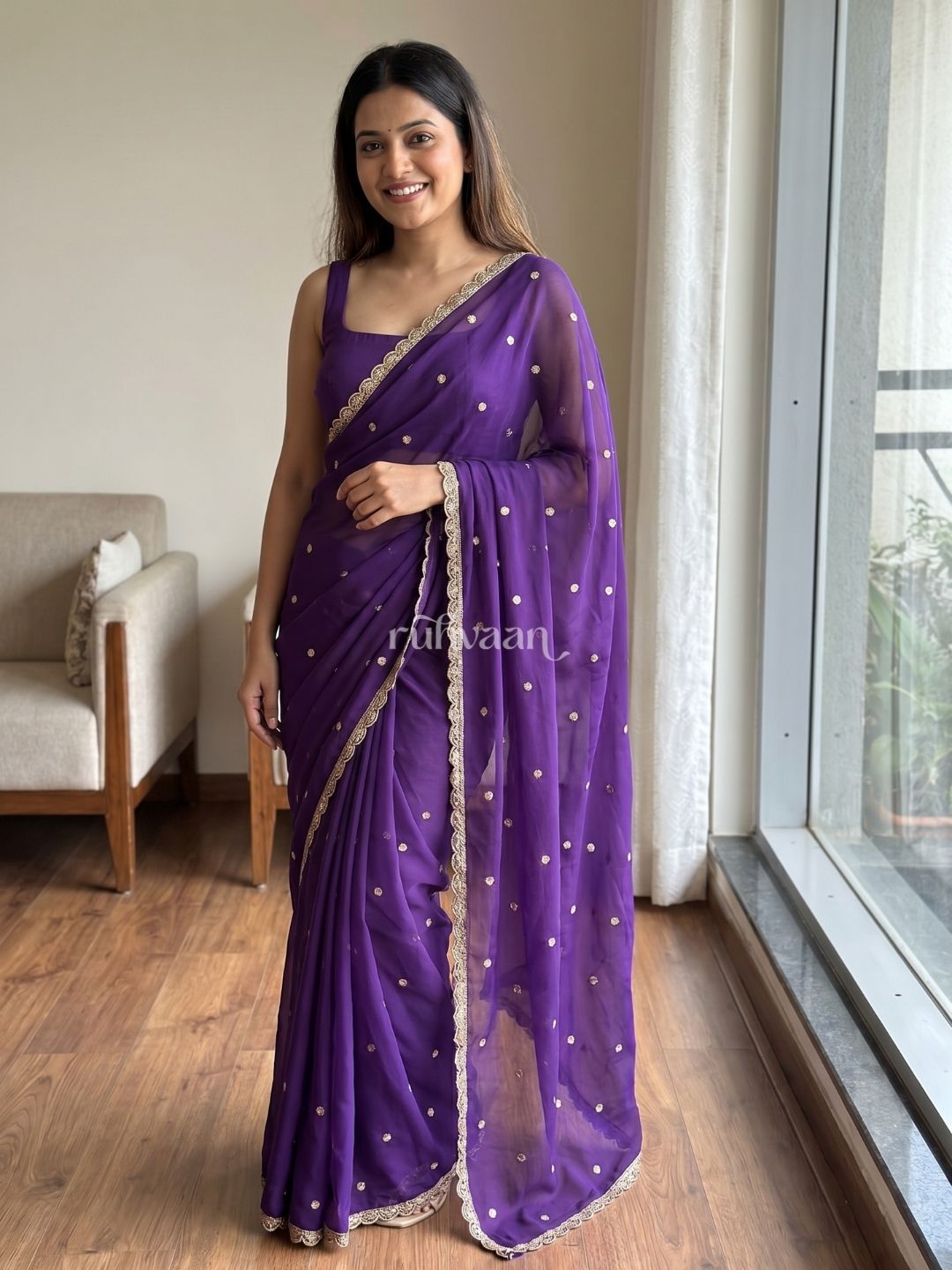Violet Bloom Saree