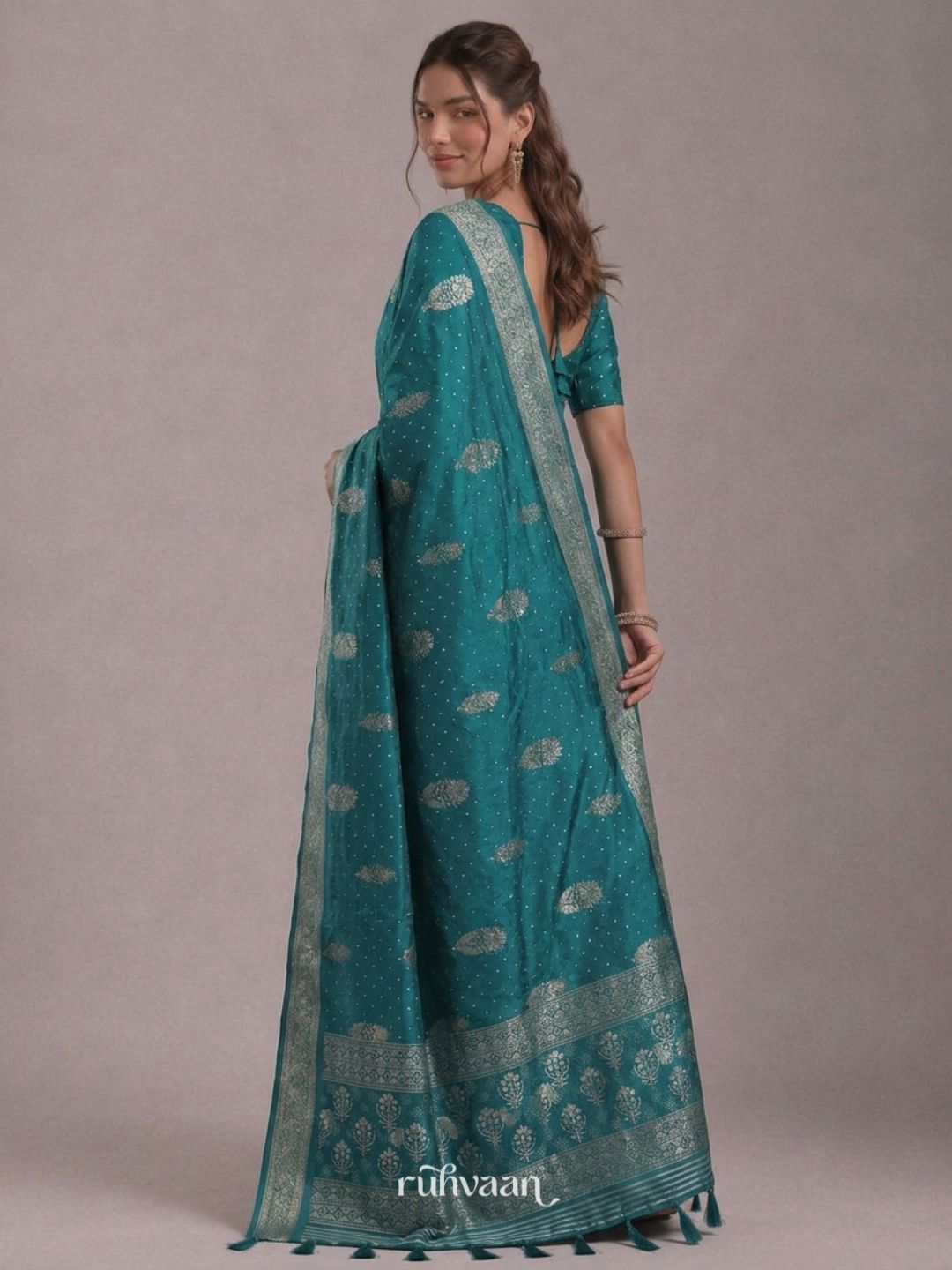 Teal Forest Whisper Saree