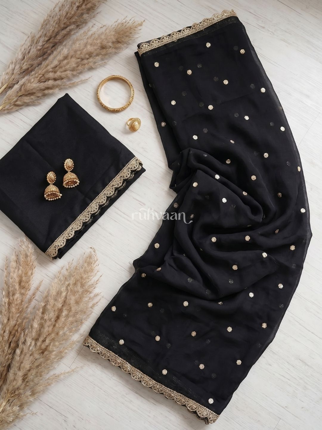 Midnight Bloom Saree