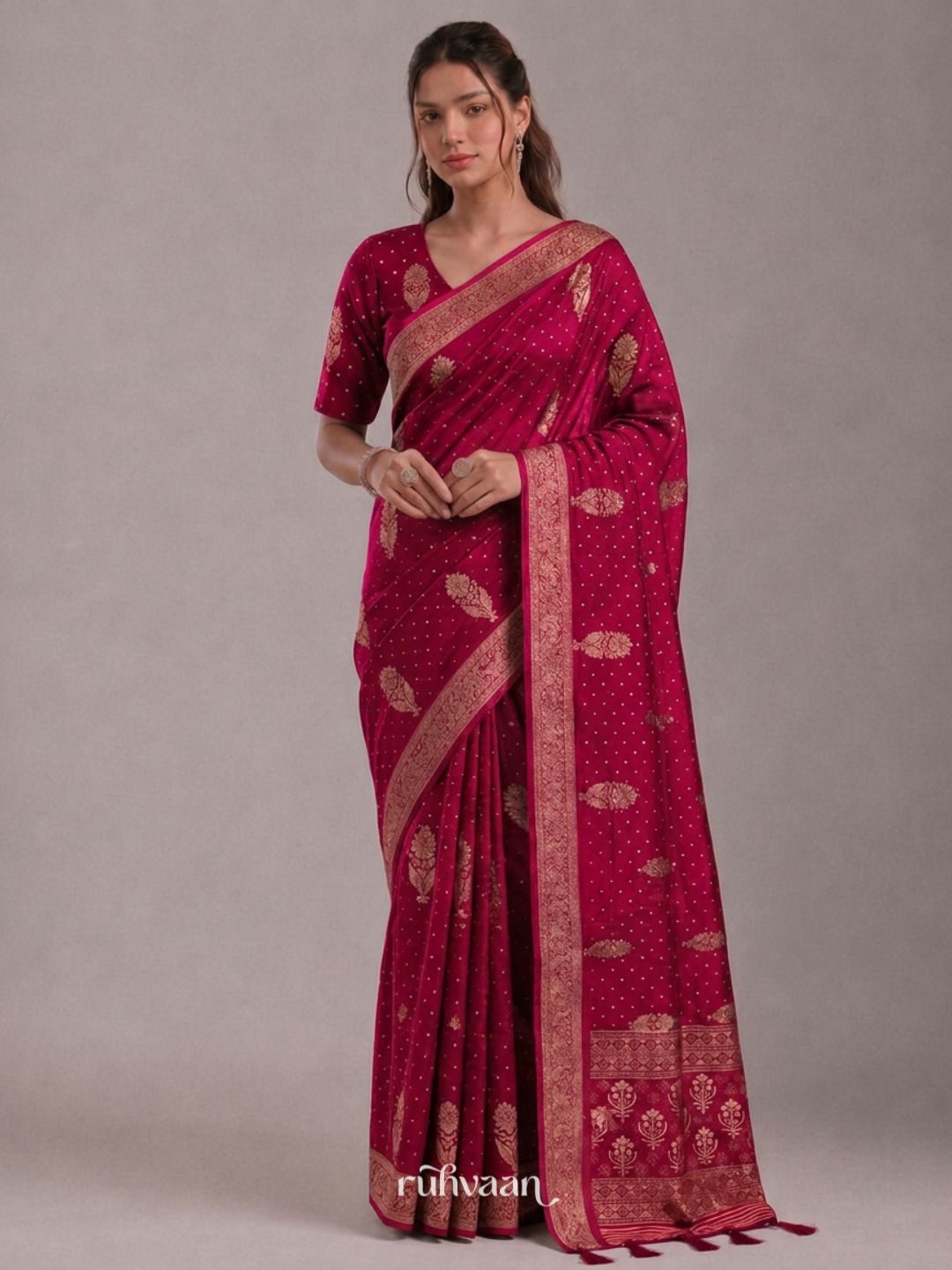 Crimson Forest Whisper Saree