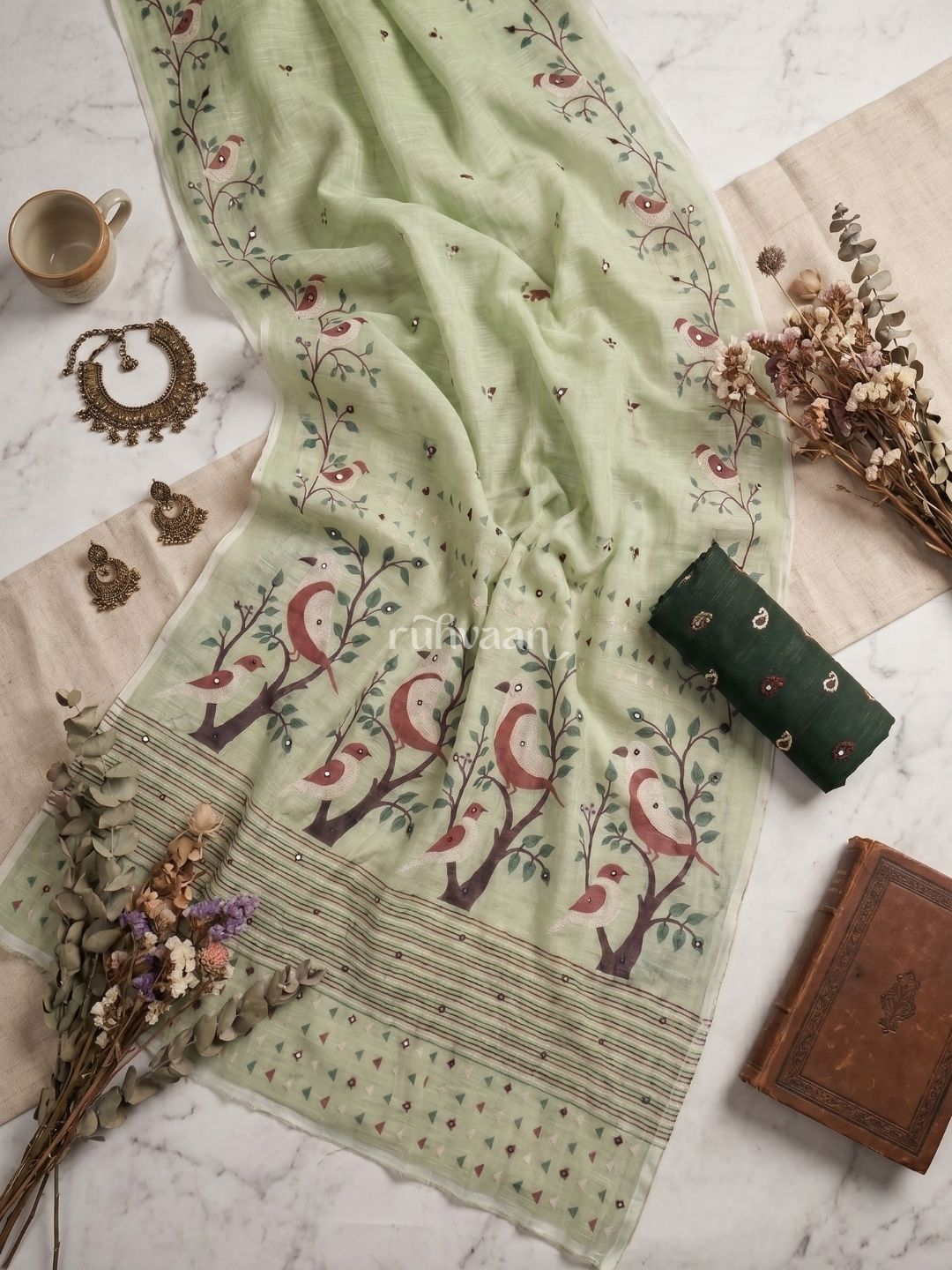 Mint Songbird Saree