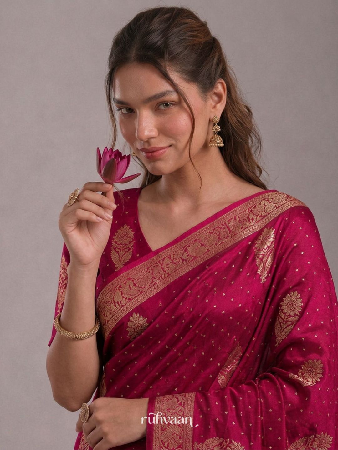 Crimson Forest Whisper Saree