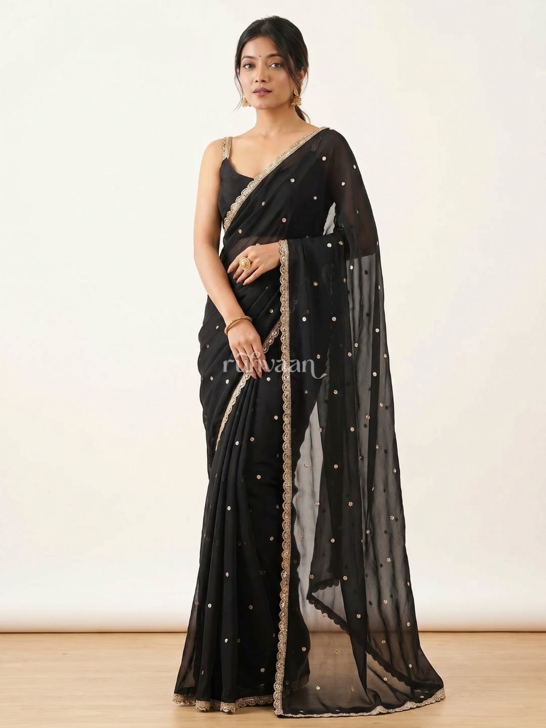 Midnight Bloom Saree