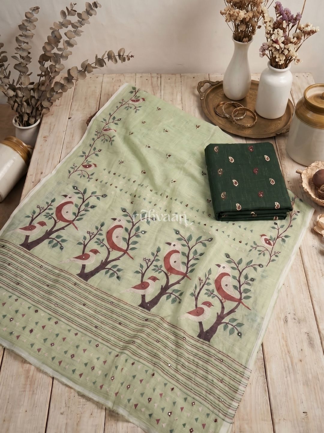 Mint Songbird Saree