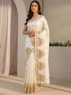 White Durbar Saree