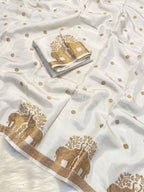 White Durbar Saree
