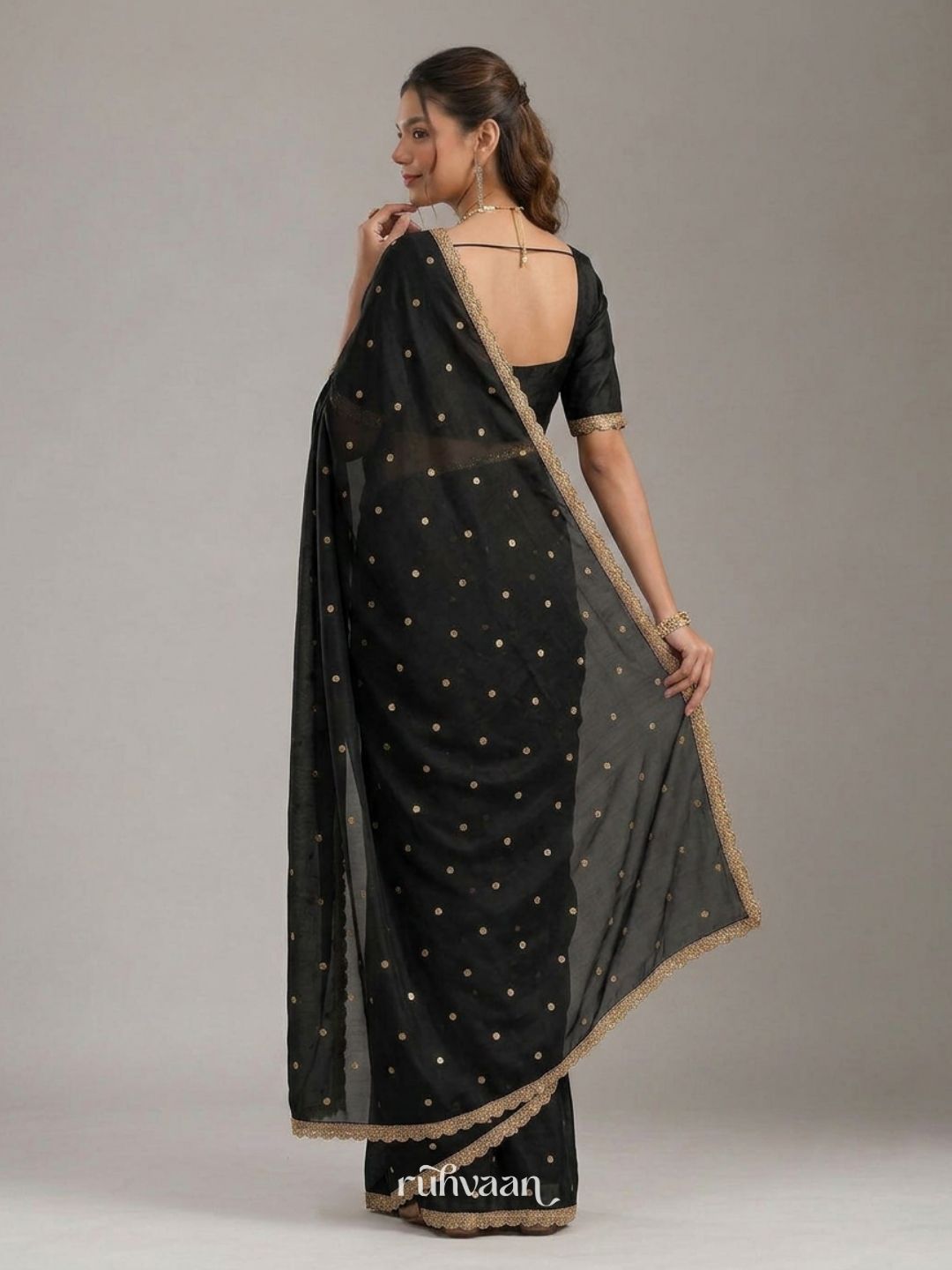Midnight Bloom Saree