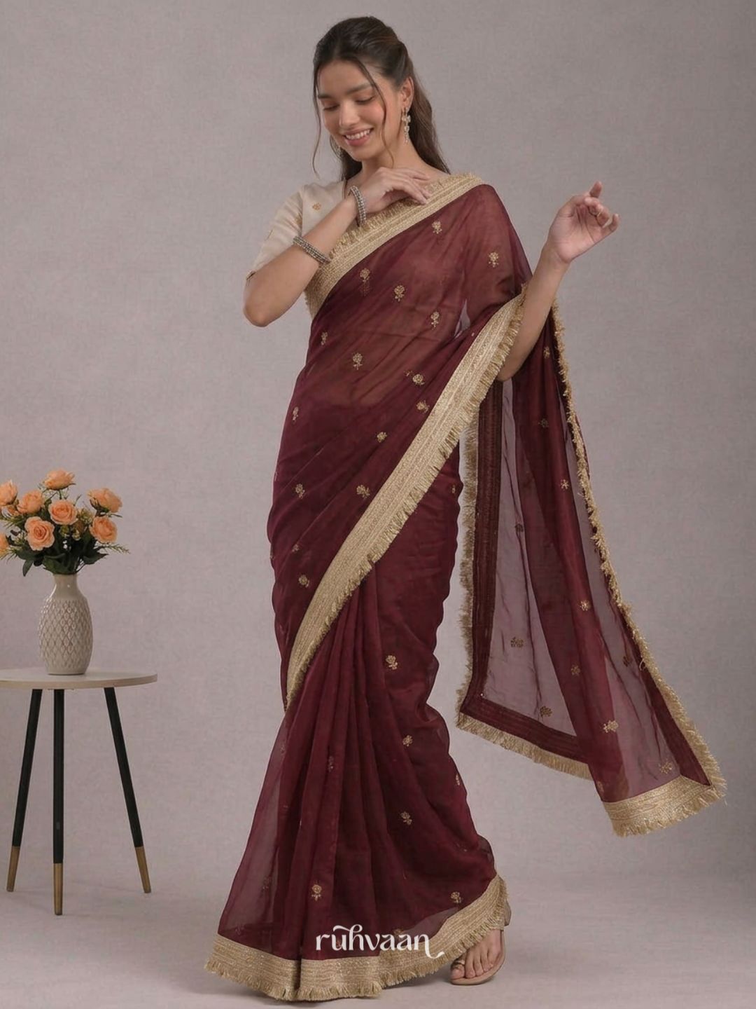Crimson Ember Saree