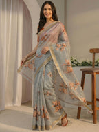 Autumn Bloom Mist Saree