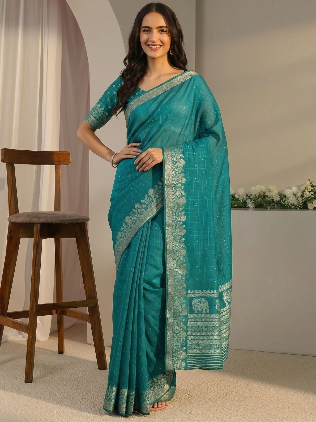 Teal Fable Saree
