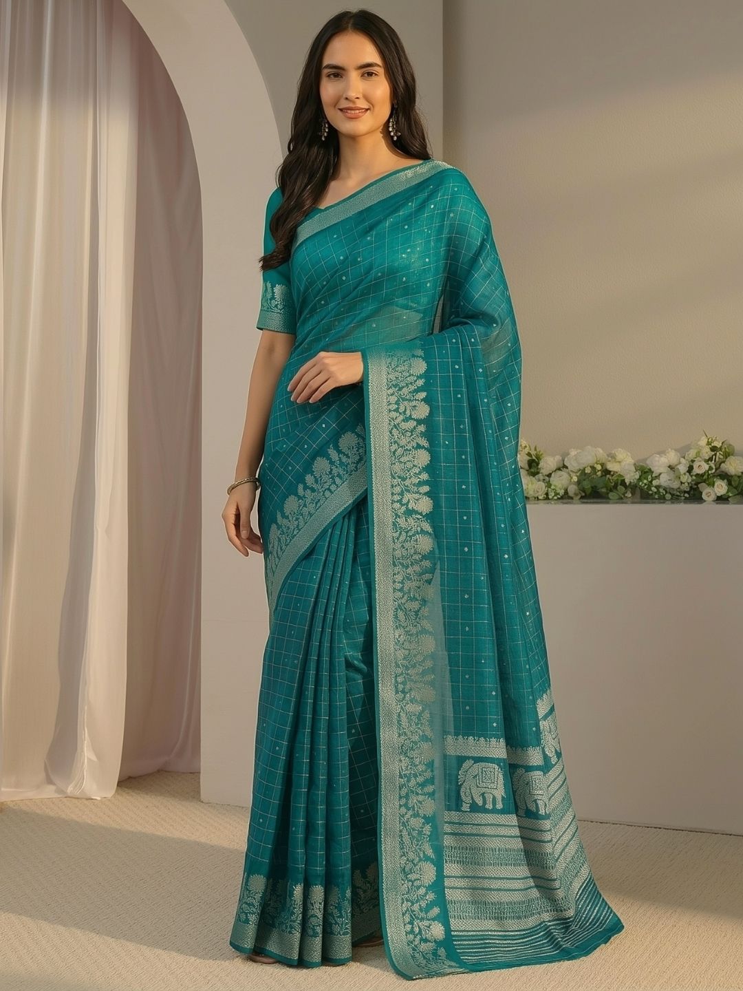 Teal Fable Saree